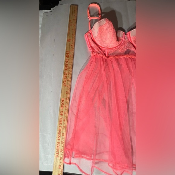 Victoria Secret Whimsigoth Bra Slip Fairy Dress 34C orange peach sheer Nightie - Picture 11 of 11